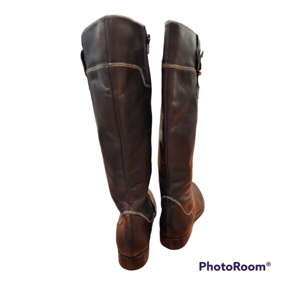 Ann Taylor Loft tall brown Vegan leather pleather boots sz 7 - Picture 3 of 14